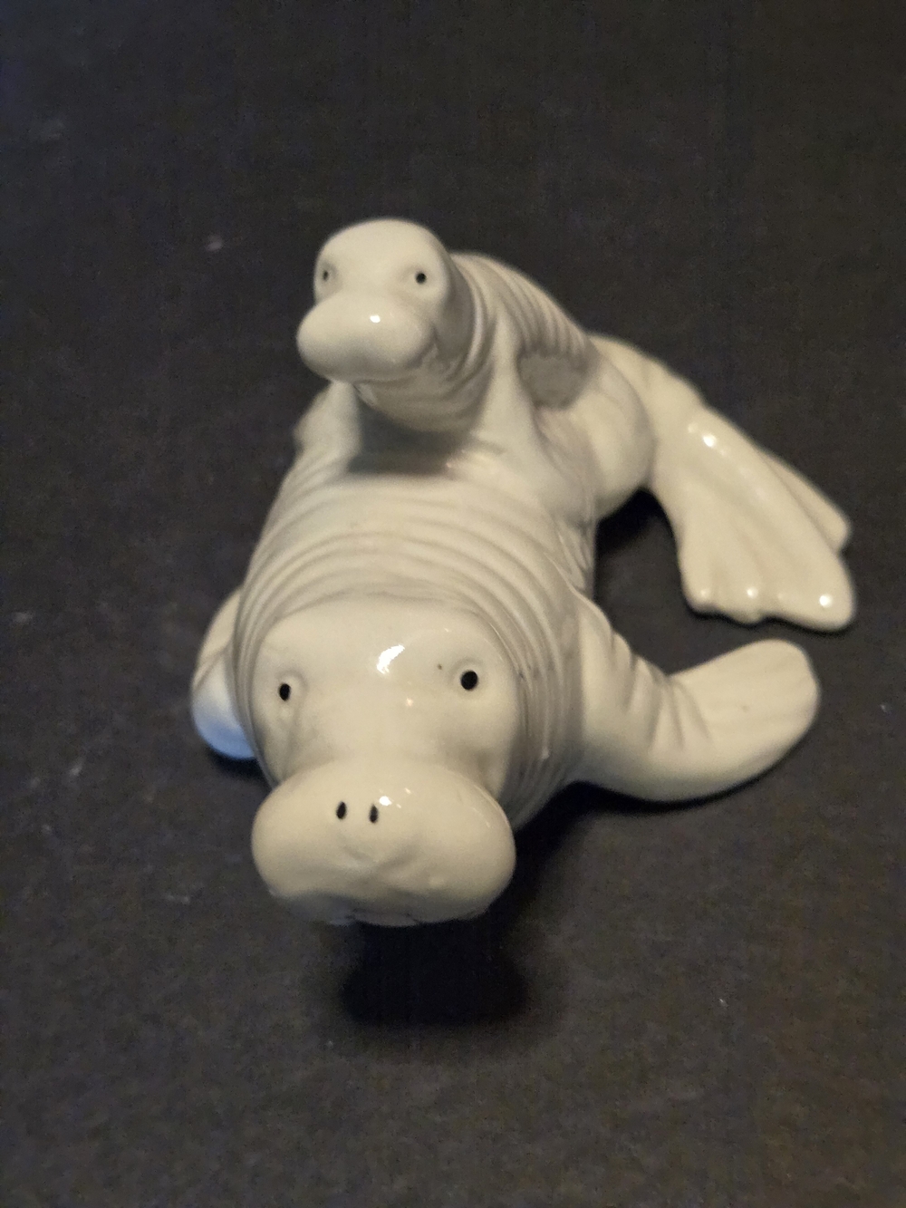 Vintage Mid Century White Porcelain Walrus & Baby Figurine MCM GOT Stamp China